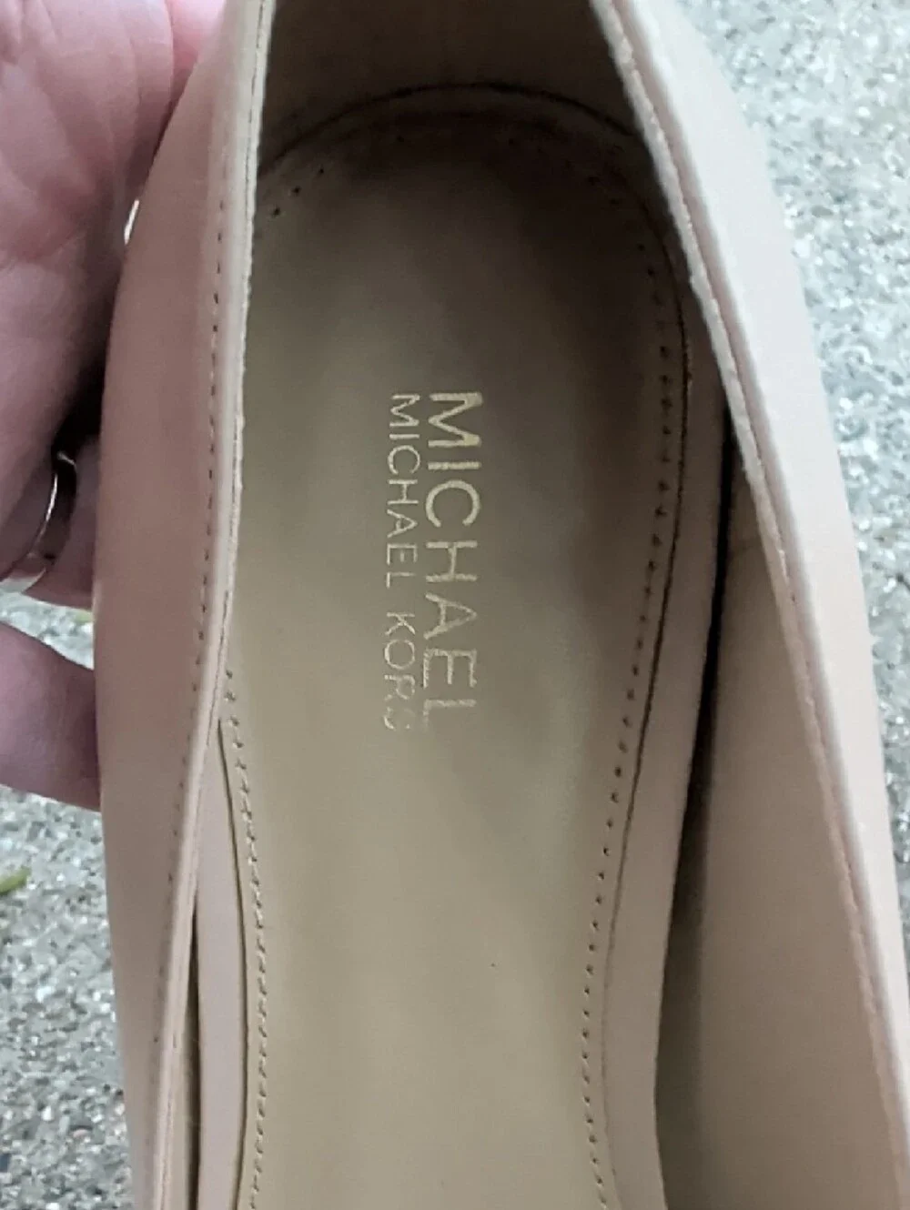 Classic Michael Kors Pointed-Toe Nude Pumps - Women's Leather Flats - Picture 2 of 6